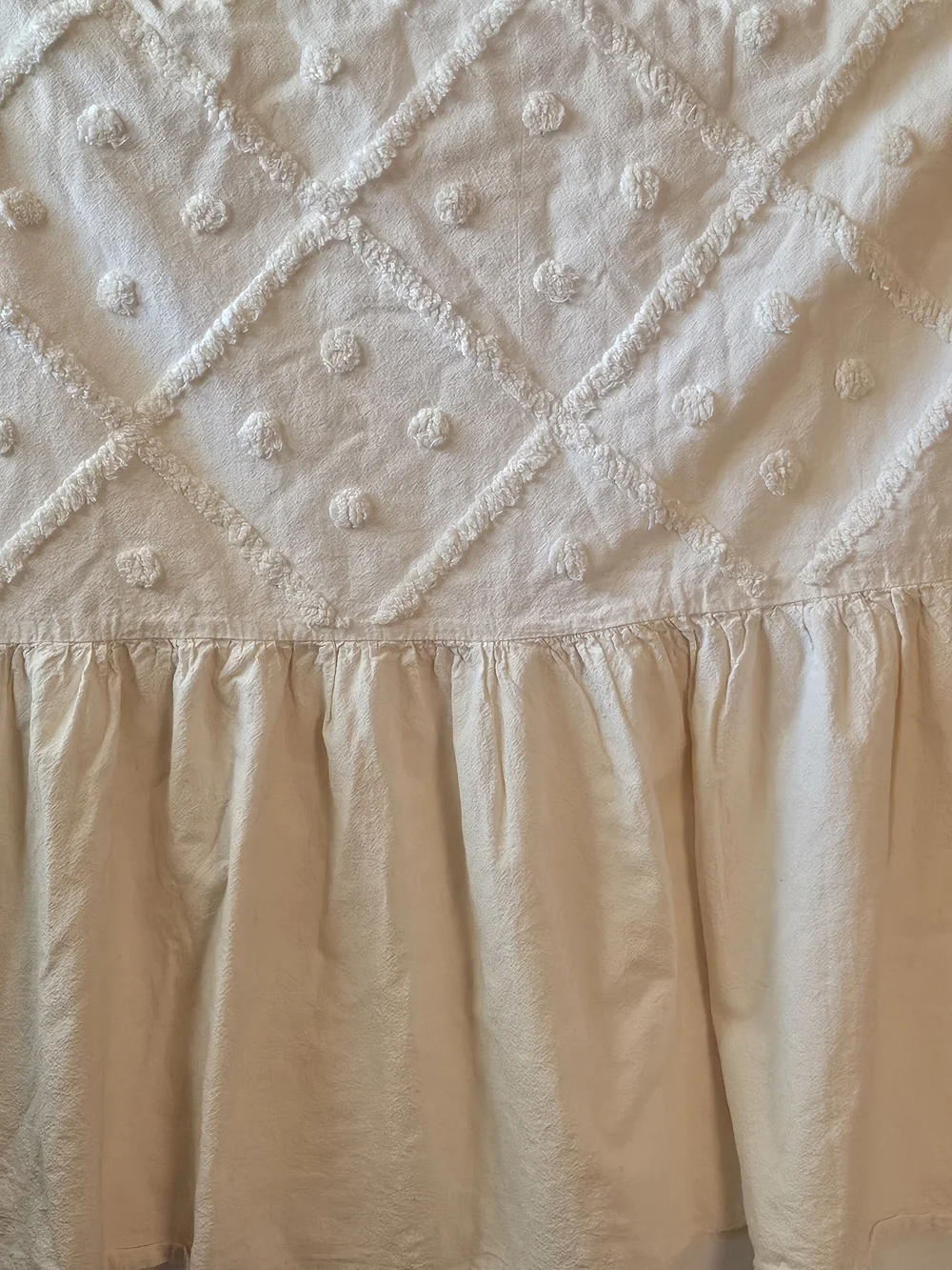 Cream Textured Dot Tiered Dress